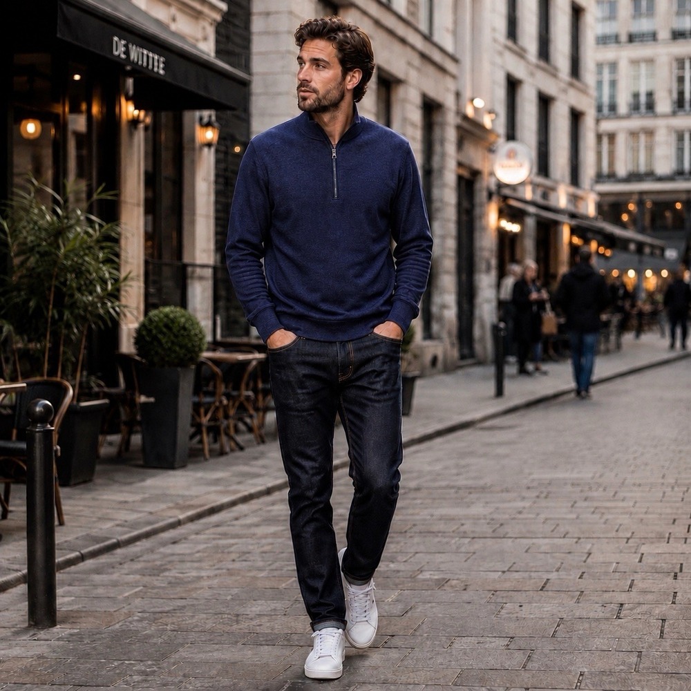 G-Star Raw Astro Tweeter‎ Half Zip XXL Blue Pullover Sweater Shirt Streetwear